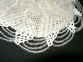 Antique Crocheted and Beaded Doily Quite an Unusual Piece of Hand Work 3