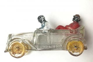 Antique Victory Glass Metal Candy Container Car Rare