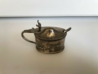 Antique George V Solid Silver Mustard Pot With Blue Liner,  Stokes & Ireland Ltd.