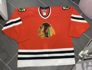 Chicago Blackhawks Rare Ccm Center Ice (pre - Nike) Size 52 Red Vintage Jersey