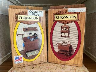 Vintage Dollhouse Miniature Chrysnbon Pair Diy Tea Cart & Dry Sink Decor Kits