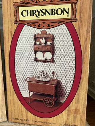 Vintage Dollhouse Miniature Chrysnbon Pair DIY Tea Cart & Dry Sink Decor Kits 3