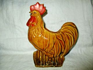 Vintage Antique 7.  5 Inch Mccoy Rare Cope Gallery Rooster Brown Planter