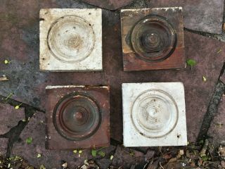 4 Victorian Bullseye Rosette Plinth Wooden Wood Moulding Blocks Door Trim