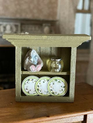 Vintage Miniature Dollhouse Wood Elaine Ellsworth Wall Decorative Cabinet Shelf