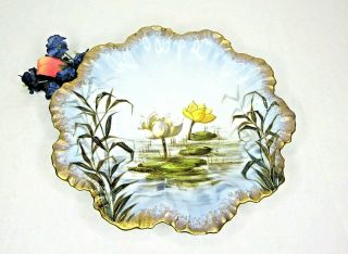 Vintage Antique Limoges Hand Painted Plate Floral Gold Gilded Lotus