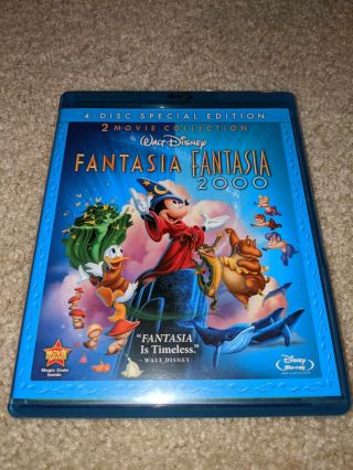 Disney Fantasia / Fantasia 2000 (4 Disc Bluray/dvd) Rare Oop