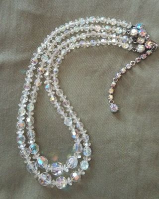 Vintage Aurora Borealis Czech Crystal Glass Necklace.