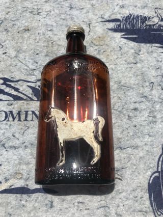 Antique White Horse Scotch Whiskey Bottle Rare Brown Glass Vintage