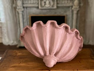 Vintage Miniature Dollhouse Artisan Hand Sculpted Pink Clay Wall Urn England