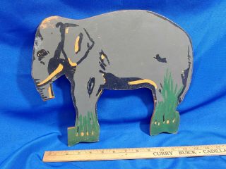 Elephant 14 " Antique - Vtg Hand Painted Wood Folk Art Sign Carnival Ride Game Kid