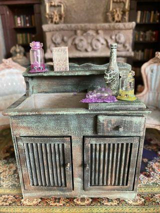 Vintage Miniature Dollhouse Unique Rustic Country Patina Wood Artisan Dry Sink