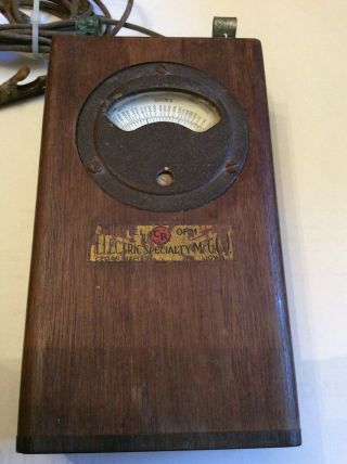 Vintage Voltmeter / Ohmmeter Wood - Electric Specialty Mfg Co - Weston Movement
