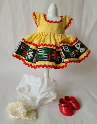 Vintage 1950s Vogue Ginny Doll Tiny Miss Dress Medford Tag Red Shoes 6042