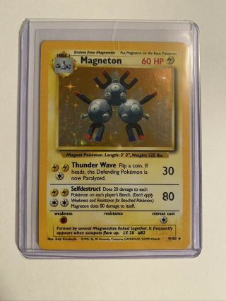 Magneton - Base Set - 9/102 - Holo Rare - Pokemon Card - Unlimited Ed - Ex