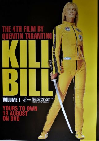 Kill Bill Vol 1 Rare A3 Dvd Promo Poster Australia Uma Thurman Movie