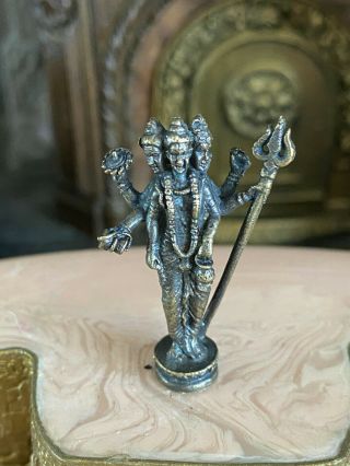 Vintage Miniature Dollhouse Artisan Bronze Metal Statue Indian God Figurine 1:12