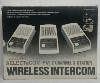 Vintage Realistic Selectacom 2 Channl 3 - Station Fm Wireless Intercom 43 - 217 Rare