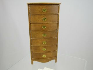 Dollhouse Miniature Tall Chest Of Drawers - Hand Crafted Lingerie Chest 7 Drawer