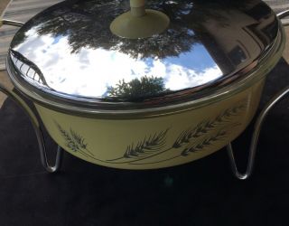 MCM Rare Atomic Yellow Metal Pyrex 595 Casserole Dish w/Clear Divided Insert 3