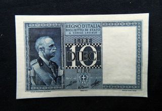 1939 Italy Kingdom Rare Banknote 10 Lire Unc Gem Consecutive