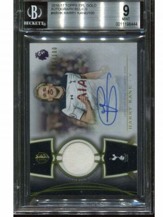 2016/17 Topps Epl Gold Harry Kane Rc Auto Jersey D 085/100 Bgs 9 Rare