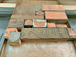 14 Antique Copper Letterpress Print Blocks Variety 111