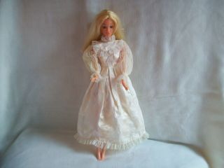 1967 Tnt Barbie Doll With Off White Satin Sheer Dress 11.  5 " Made In Taiwan
