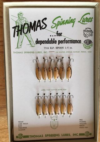 Vintage Thomas Spinning E.  P.  Spoon Lures Salesman Store Display Card Nos