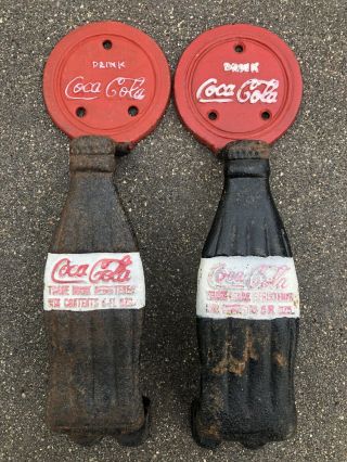 2 Vintage Style Coca - Cola Door Handle Set Pair Cast Iron