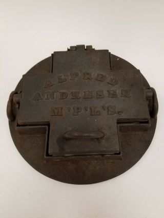 Rare Antique Vtg Cast Iron Goro Wafer Mold Press Alfred Andresen Minneapolis,  Mn