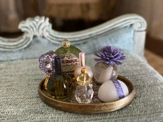 Vintage Miniature Dollhouse Artisan Ladies Vanity Tray Diorama England Lilac