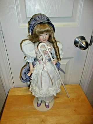 Vintage Franklin Heirloom Little Bo Peep Porcelain Doll 17 "