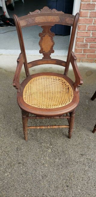 Victorian Eastlake cane seat dining chairs,  set of 5 3