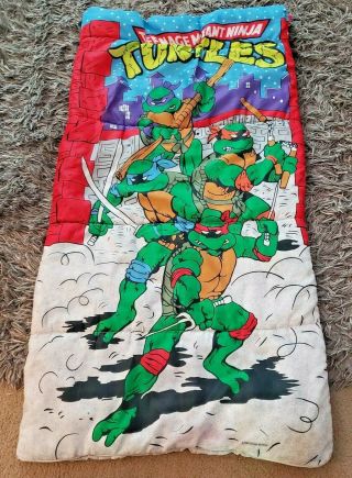 Vintage 1988 Teenage Mutant Ninja Turtles Sleeping Bag Tmnt Bed 30 " X 57 " Rare