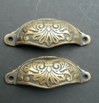 2 Ornate Apothecary Cabinet Drawer Cup Pull Handles Victorian Style 3 - 1/2 " C A1