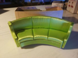 Vintage Ideal Petite Princess Fantasy Furniture Salon Curved Sofa Green Satin
