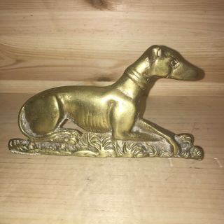 Antique Vintage Brass Greyhound Whippet Dog Stand Display Door Stop