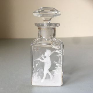 Handpainted Antique Mary Gregory Glass Scent Perfume Bottle,  A/f