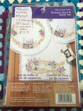 Traced Runner,  14” X 38” & 2 Doilies 12” Diameter. ,  Lace,  Instructions