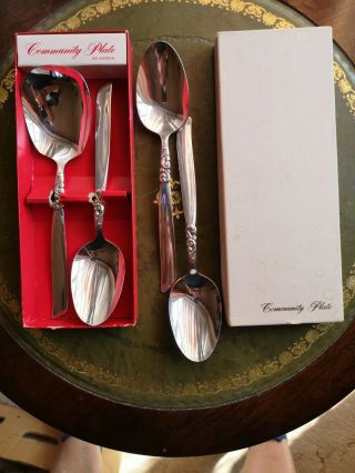 Oneida Community Plate South Seas Box Serving Spoons,  2 Other Servers