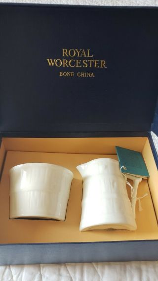 Royal Worcester Cream Jug And Open Sugar Bowl,  Fine English Bone China Nib