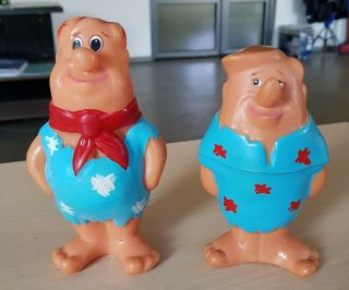 1970 Vintage Romanian Rubber Toy Aradeanca - The Flintstones Fred & Barney Rare