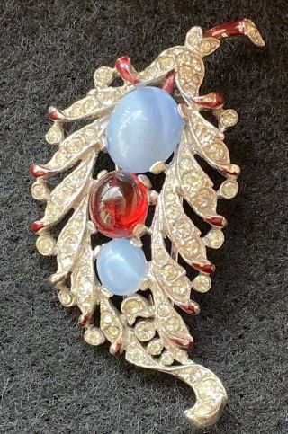 RARE 1940 CROWN TRIFARI RED BLUE CABOCHON BROOCH JEWELS OF INDIA ALFRED PHILIPPE 2