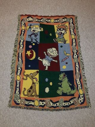 Vintage 90s Rare Rugrats Tapestry Throw Blanket Tommy 50x35 Cartoon Retro