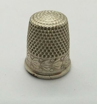 Antique Sbc Simons Brothers Co Usa Thimble,  Ivy Leaf Boarder,  5.  3 Grams,  Size 6