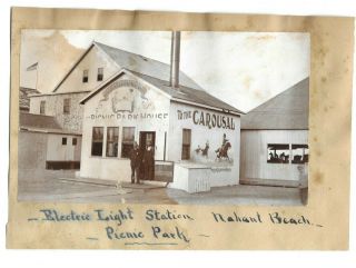 1890s Steam Horse Carousel Nahant Beach Ma Photo Electric Light Station Antique