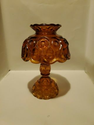 Rare Vintage Le Smith Moon And Stars Amber Glass Fairy Lamp 3 Piece