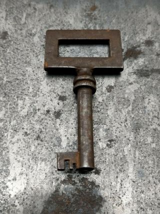 Antique Skeleton Key Square Bow Steel Hollow Barrel Cabinet Furniture Lock Key