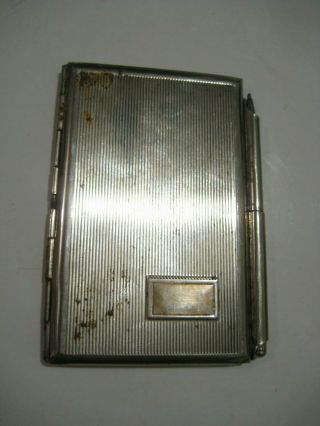 Vintage Antique Art Deco Silver Plated Cigarette Case Notebook Joint Holder 2